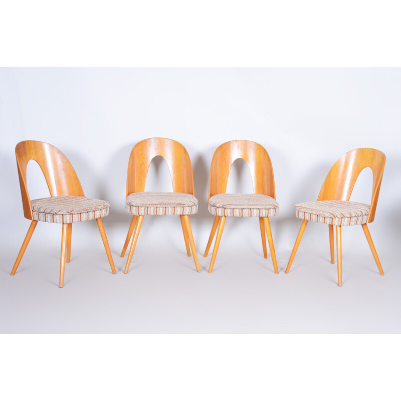 Ensemble de 4 chaises vintage en bois de frêne par Antonín Šuman, 1950
