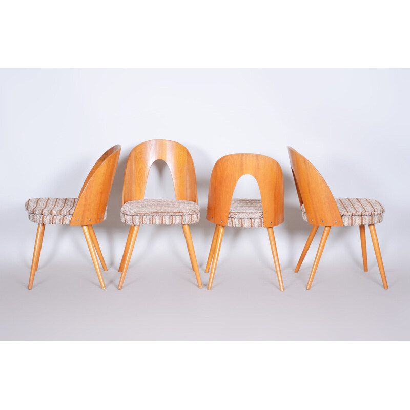 Ensemble de 4 chaises vintage en bois de frêne par Antonín Šuman, 1950