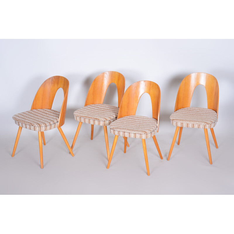 Set of 4 vintage ashwood dining chairs by Antonín Šuman, 1950s