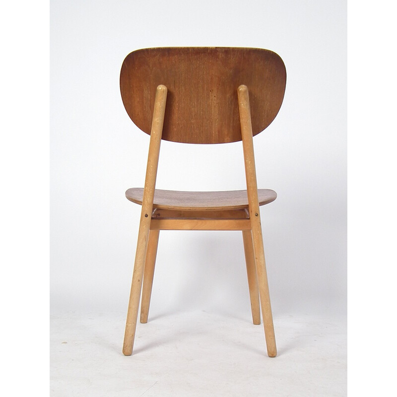 Set of 4 Pastoe "SB13" dining chairs in birch and plywood, Cees BRAAKMAN - 1950s