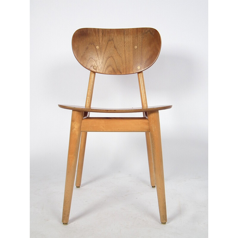 Set of 4 Pastoe "SB13" dining chairs in birch and plywood, Cees BRAAKMAN - 1950s