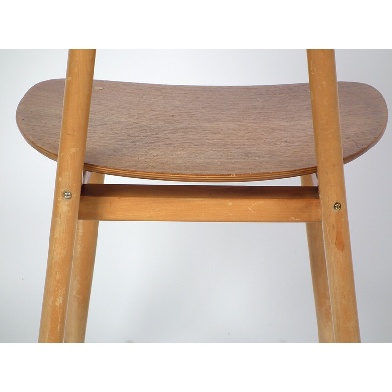 Set of 4 Pastoe "SB13" dining chairs in birch and plywood, Cees BRAAKMAN - 1950s