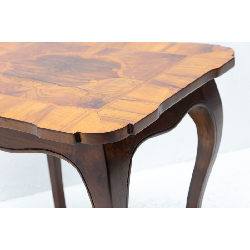 Vintage Neo-baroque walnut inlaid table, Austria