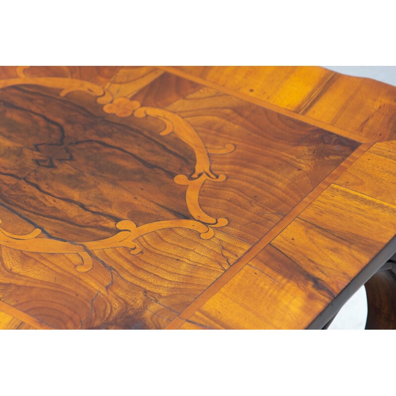 Vintage Neo-baroque walnut inlaid table, Austria