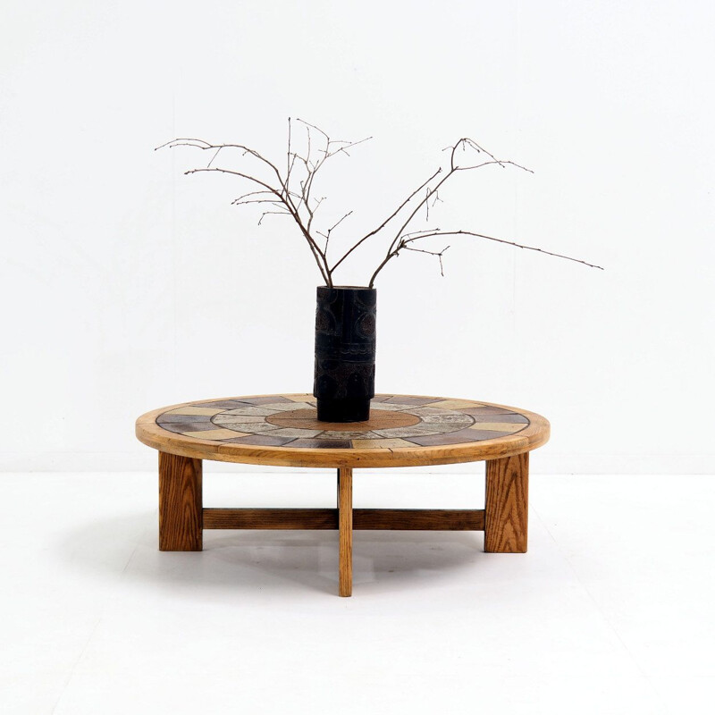 Vintage oak coffee table by Tue Poulsen for Haslev Mobelsnedkeri, Denmark 1960