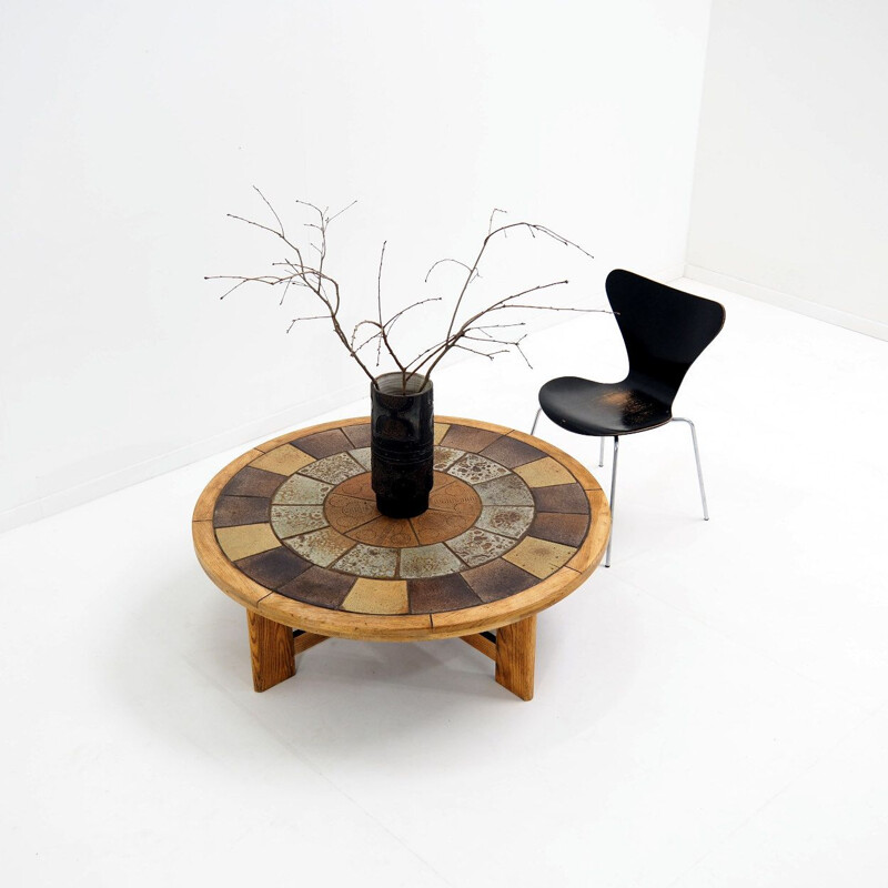Vintage oak coffee table by Tue Poulsen for Haslev Mobelsnedkeri, Denmark 1960