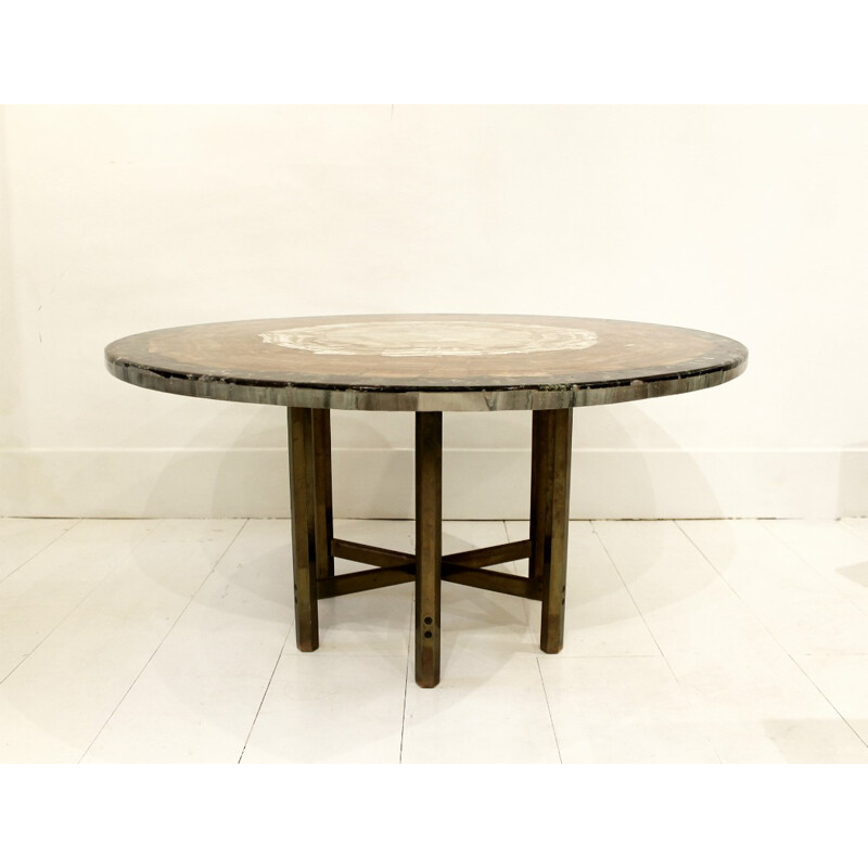 Dining table in bronze and marble, Jules WABBES - 1960s
