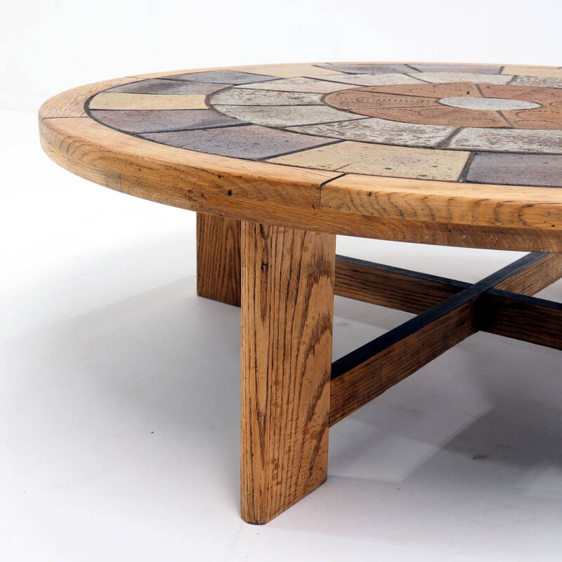 Vintage oak coffee table by Tue Poulsen for Haslev Mobelsnedkeri, Denmark 1960