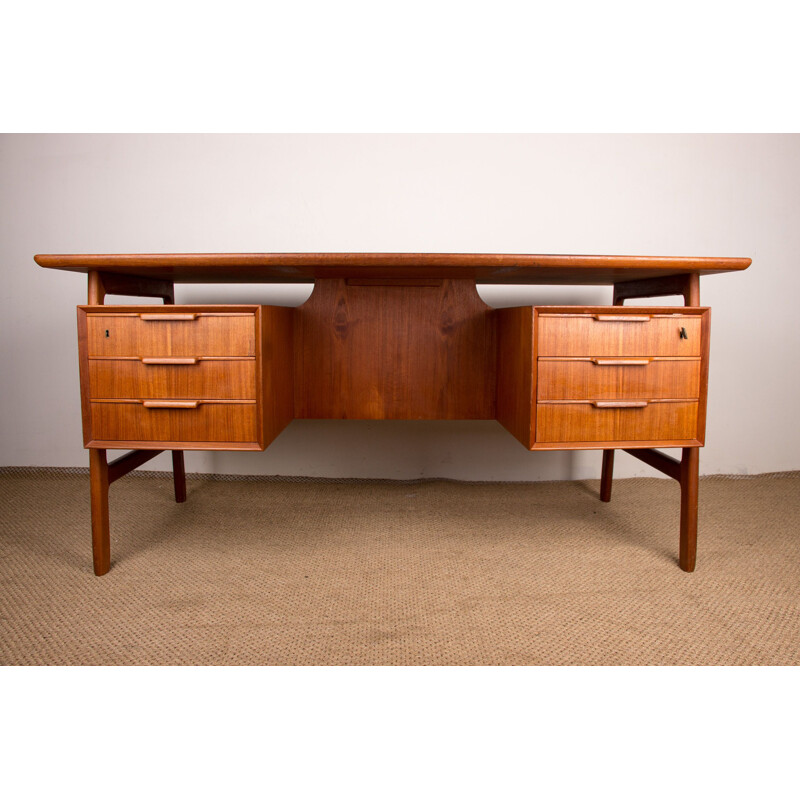 Vintage Danish double-sided executive desk model 75 by Gunni Omann for Omann's June Mobelfabrik, 1960