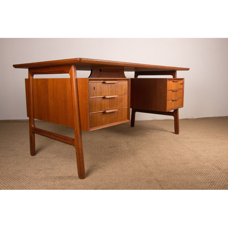 Vintage Danish double-sided executive desk model 75 by Gunni Omann for Omann's June Mobelfabrik, 1960