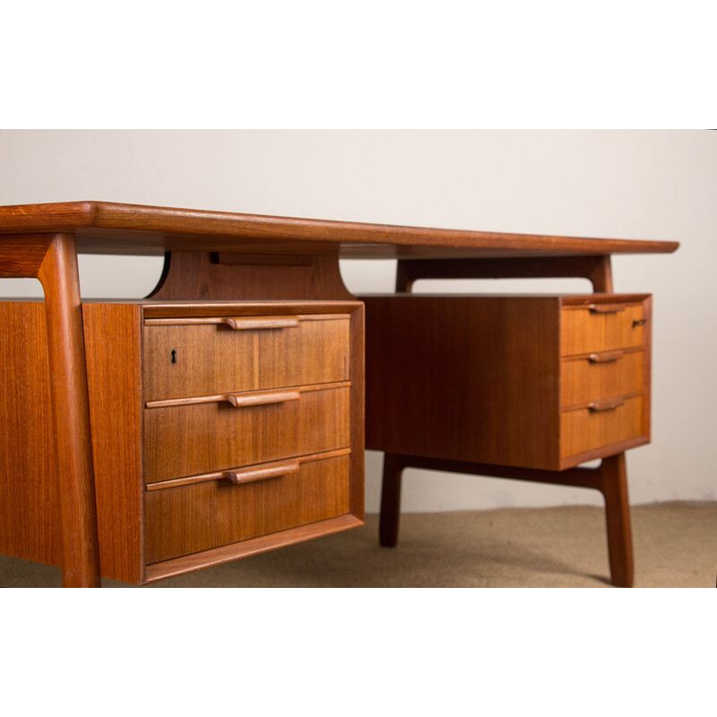 Vintage Danish double-sided executive desk model 75 by Gunni Omann for Omann's June Mobelfabrik, 1960