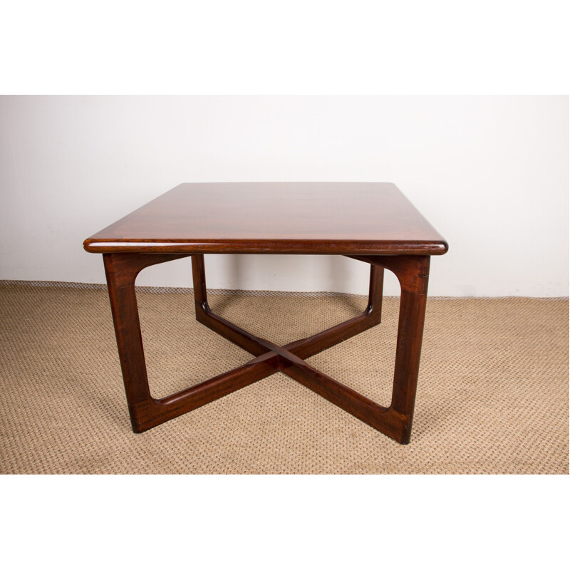 Vintage square coffee table in rosewood for Dyrlund, Denmark 1970