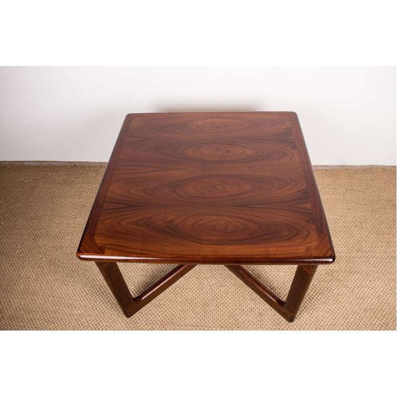 Vintage square coffee table in rosewood for Dyrlund, Denmark 1970