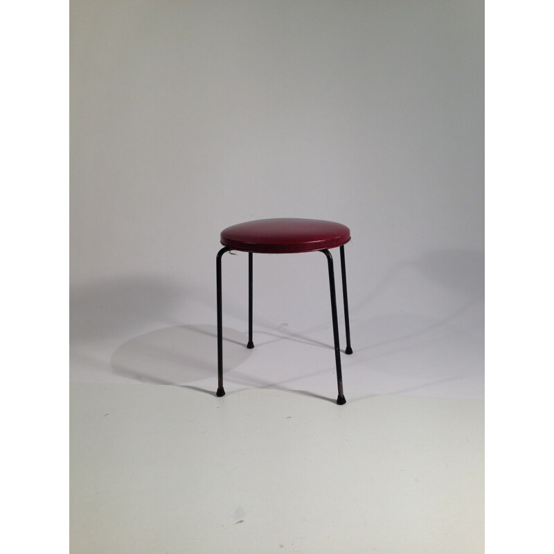 Thonet stool in metal and leatherette, Pierre PAULIN - 1950s