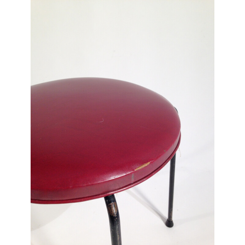 Thonet stool in metal and leatherette, Pierre PAULIN - 1950s