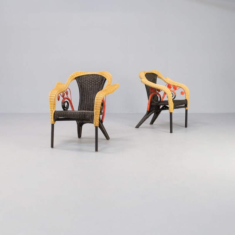 Pair of vintage "prorok" armchairs by Borek Sipek for Driade, 1980s