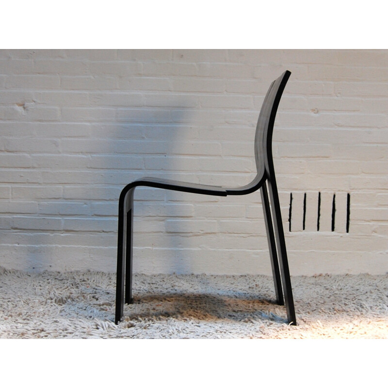 Suite of 4 black "Strip chairs", Gijs BAKKER - 1974