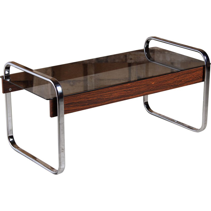 Mid century chrome, zebrawood and smoked glass coffee table for Herman Miller, 1970s