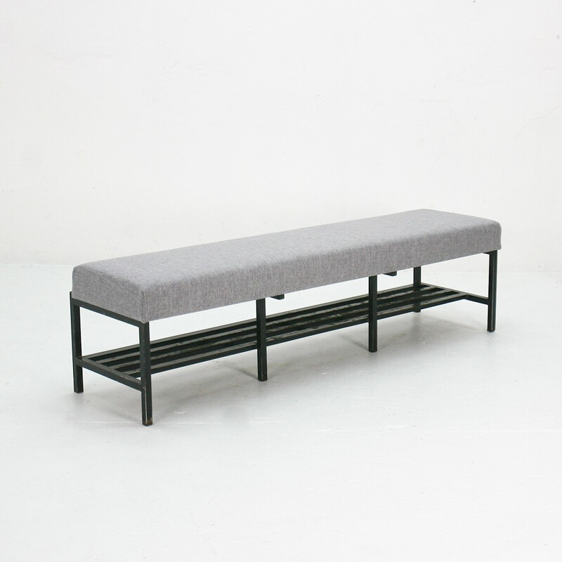 Shoes rack upholstered bench - 1960s