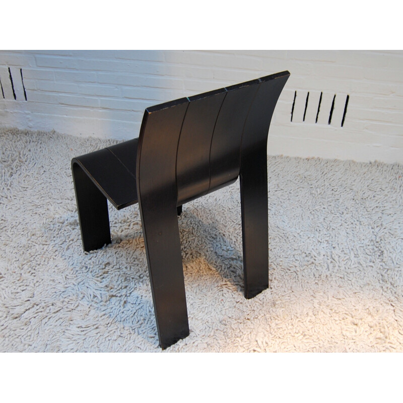 Suite of 4 black "Strip chairs", Gijs BAKKER - 1974