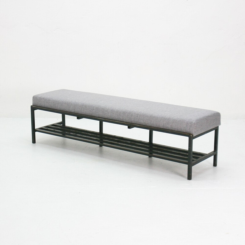 Shoes rack upholstered bench - 1960s