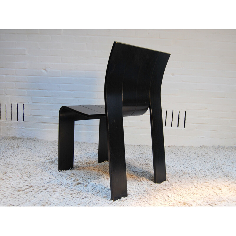 Suite of 4 black "Strip chairs", Gijs BAKKER - 1974