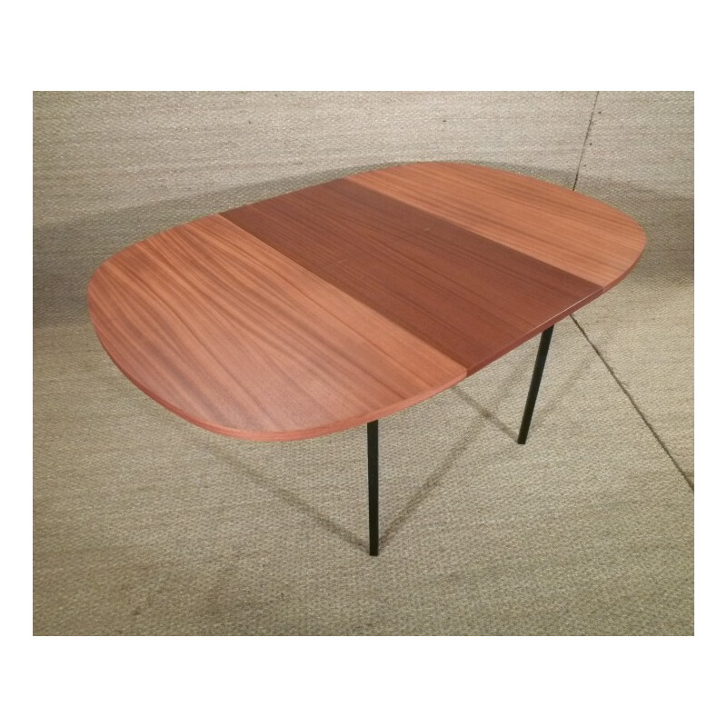 Dining table in metal and mahogany - 1950s
