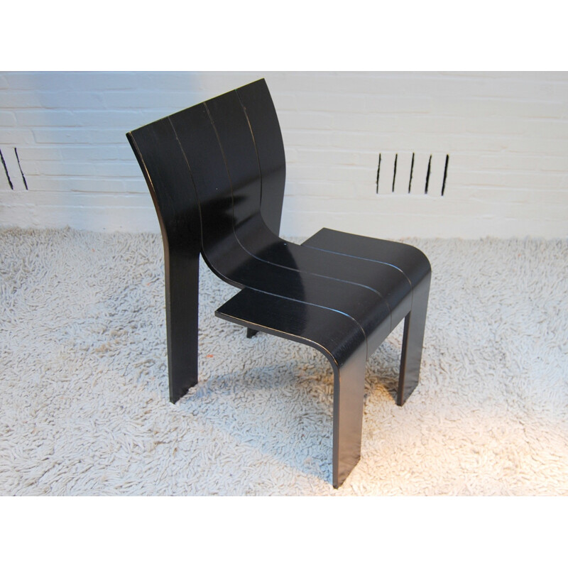 Suite of 4 black "Strip chairs", Gijs BAKKER - 1974