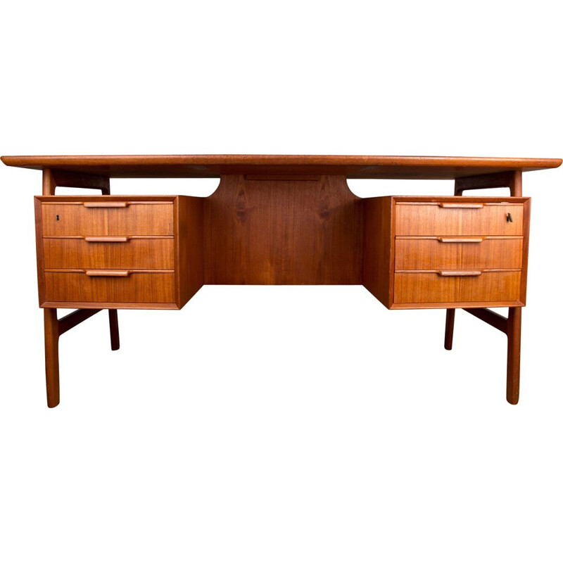 Vintage Danish double-sided executive desk model 75 by Gunni Omann for Omann's June Mobelfabrik, 1960