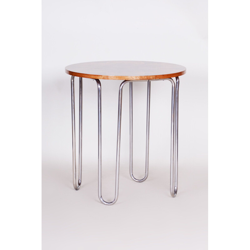 Vintage walnut and chrome table by Marcel Breuer for Robert Slezak, 1930s