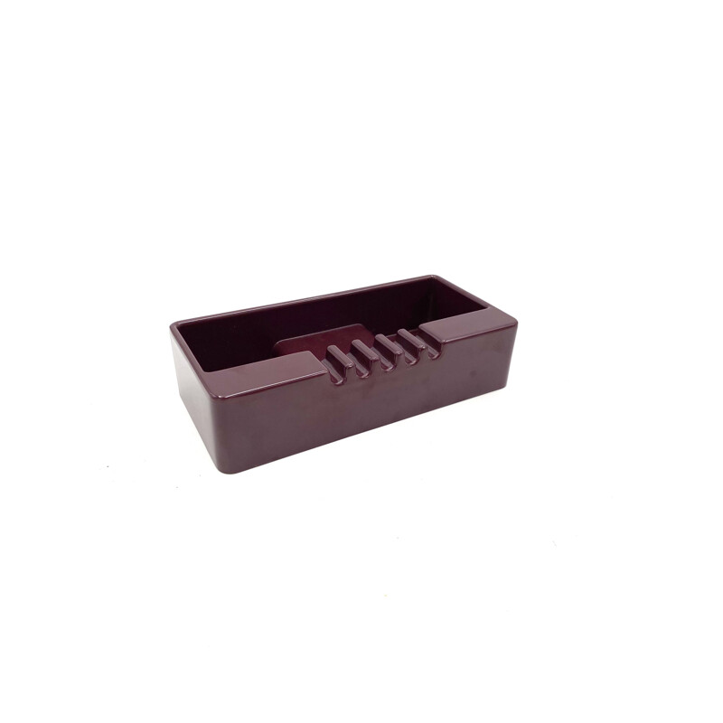 Vintage wine red ashtray & desk organizers by Ettore Sottsass for Olivetti Synthesis, 1972