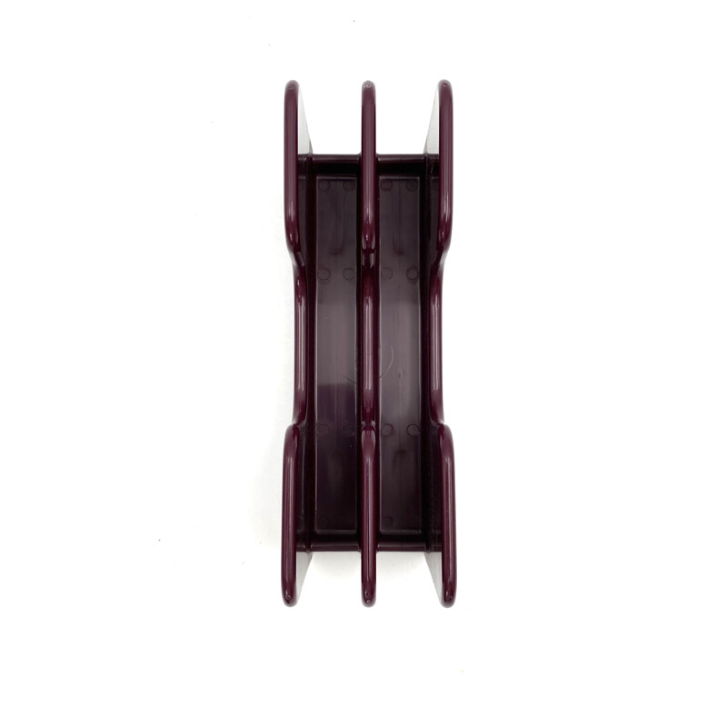 Vintage wine red ashtray & desk organizers by Ettore Sottsass for Olivetti Synthesis, 1972