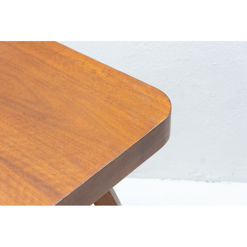 Vintage walnut Spider side table H-259 by Jindrich Halabala, Czechoslovakia 1950s