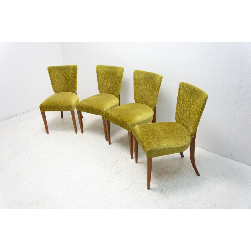 Conjunto de 4 cadeiras Art Deco vintage H-214 por Jindrich Halabala para Úp Závody, 1950