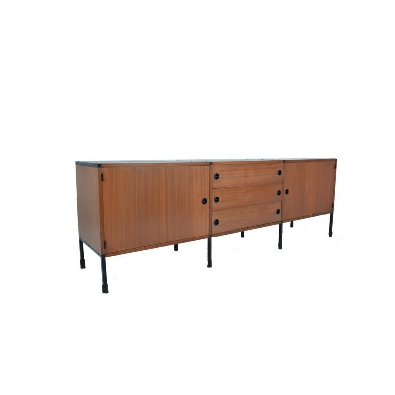 Large mid century sideboard in wood and metal, A.R.P. - 1960s