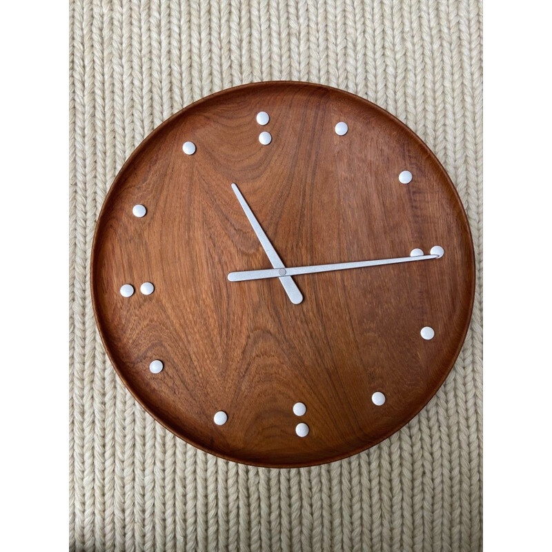 Vintage teak wall clock by Finn Juhl, 2015s