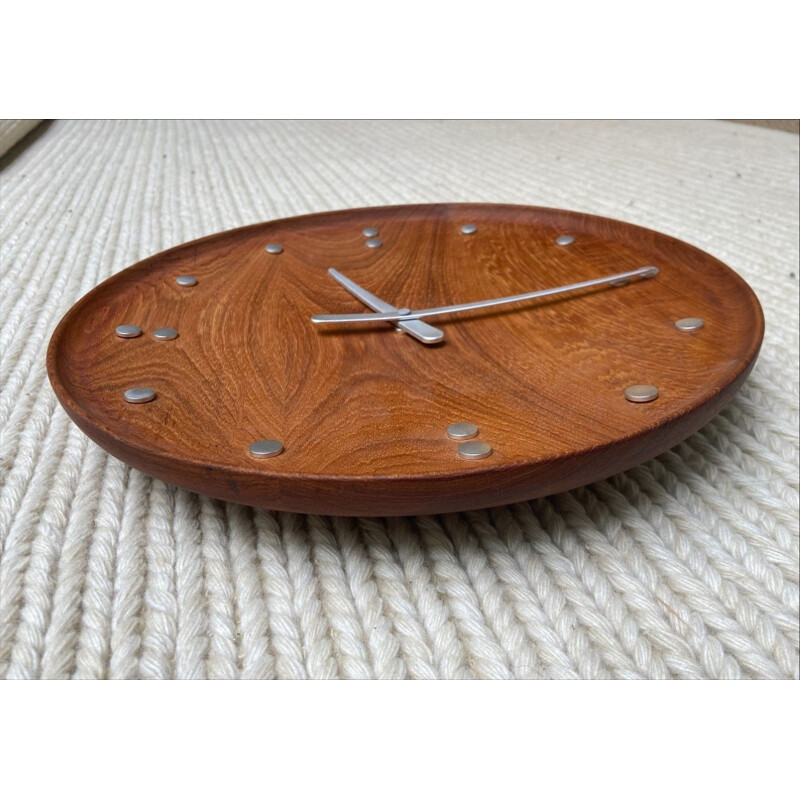 Vintage teak wall clock by Finn Juhl, 2015s