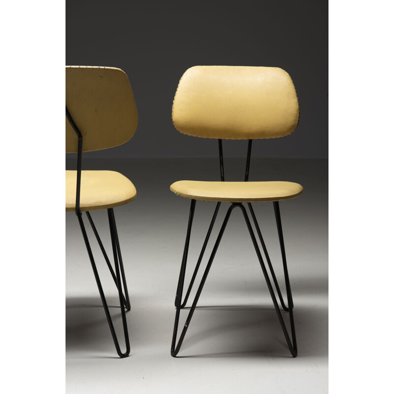 Paar vintage "SM01" stoelen in gelakt staal van Cees Braakman voor PASTOE, Nederland 1950