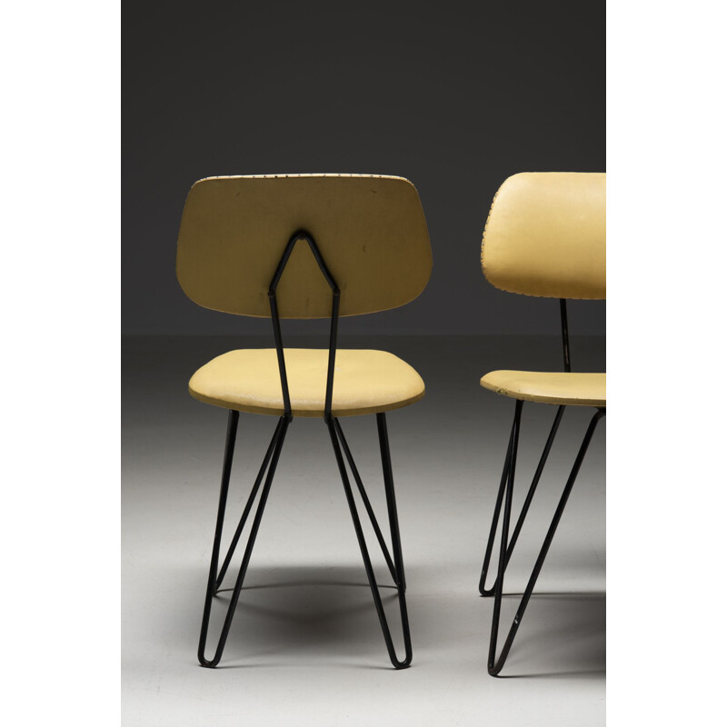 Pair of vintage chairs "SM01" in lacquered steel by Cees Braakman for PASTOE, Netherlands 1950