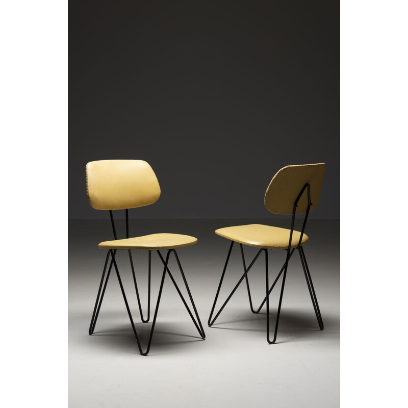Paar vintage "SM01" stoelen in gelakt staal van Cees Braakman voor PASTOE, Nederland 1950