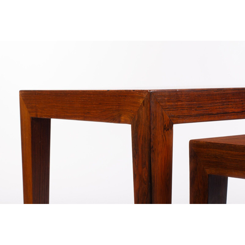 Set of 3 vintage rosewood tables by Severin Hansen for Haslev, Danmark 1960