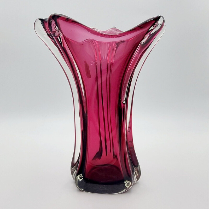 Vintage Chambord vase in Murano glass by Fratelli Toso, Italy 1940s