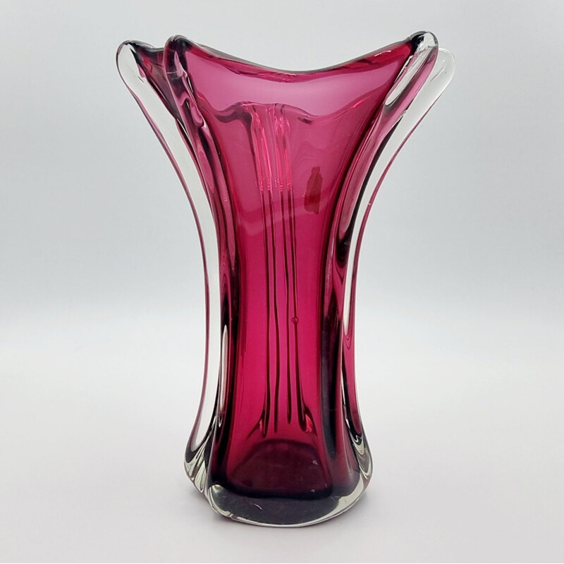 Vintage Chambord vase in Murano glass by Fratelli Toso, Italy 1940s