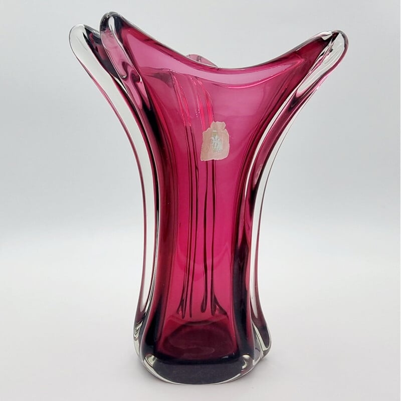 Vintage Chambord vase in Murano glass by Fratelli Toso, Italy 1940s