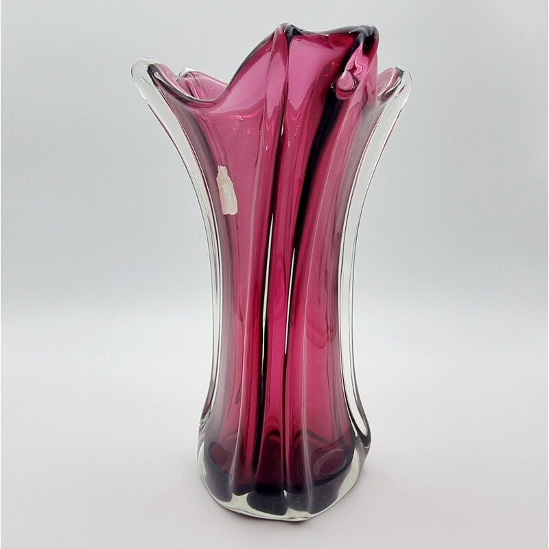 Vintage Chambord vase in Murano glass by Fratelli Toso, Italy 1940s