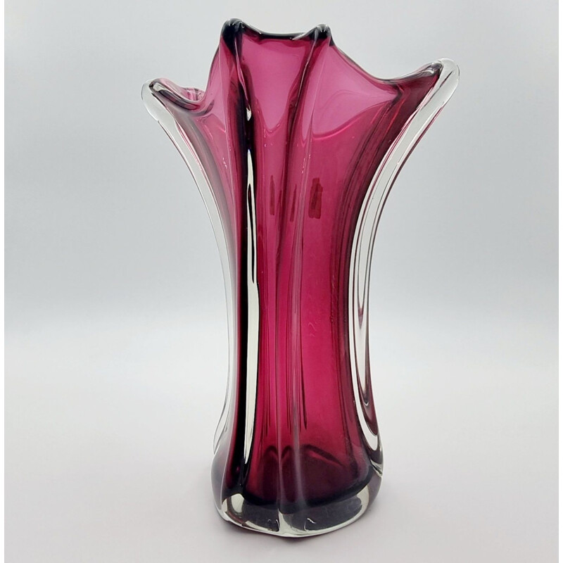 Vintage Chambord vase in Murano glass by Fratelli Toso, Italy 1940s