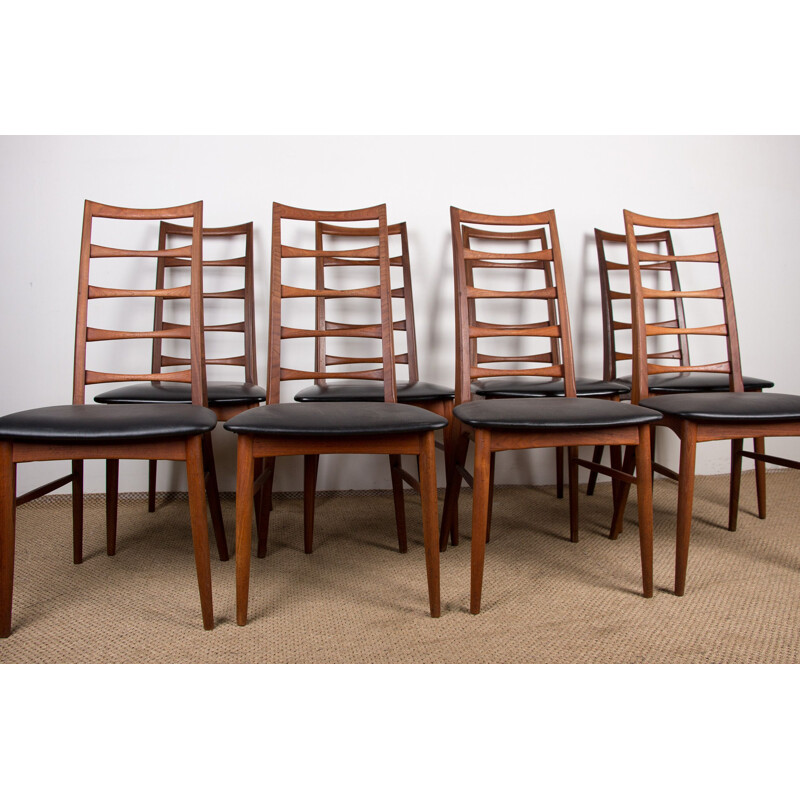 Set of 8 vintage teak Liz chairs by Niels Kofoed, Denmark 1960s