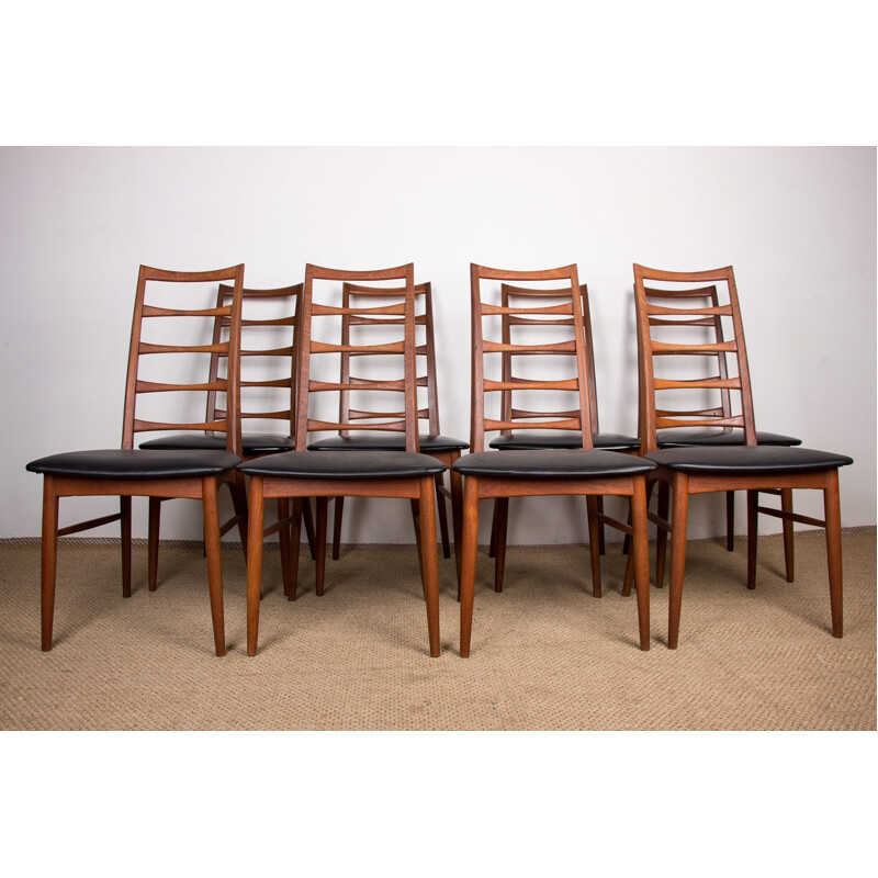 Lot de 8 chaises vintage modèle Liz en teck de Niels Kofoed, Danemark 1960