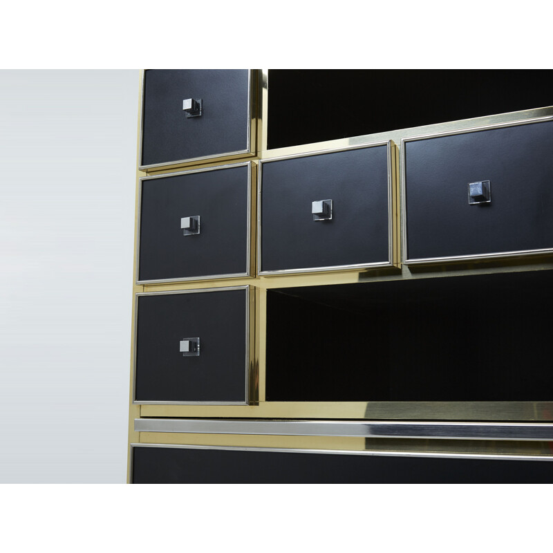 Vintage lacquered brass secretary by Michel Pigneres, 1970