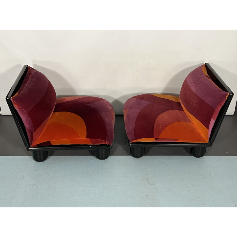 Set of 4 vintage modular armchairs and coffee table by Carlo Bartoli for Rossi Di Albizzate, 1970s